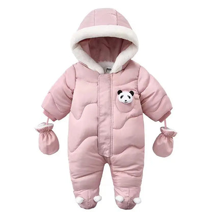Winter Baby Strampler Einfarbig Cartoon Overall Integrierte Fleece Thermische Overalls Neugeborenen Babys Verdickt Outdoor Schnee Anzug