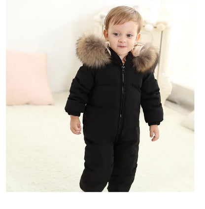 Raise-30 Grad russische Winter kinder Overalls echtes Fuchs fell plus Samt Neugeborenen Overalls Kleinkind kleiner Junge warme Stram pler Schnee anzüge