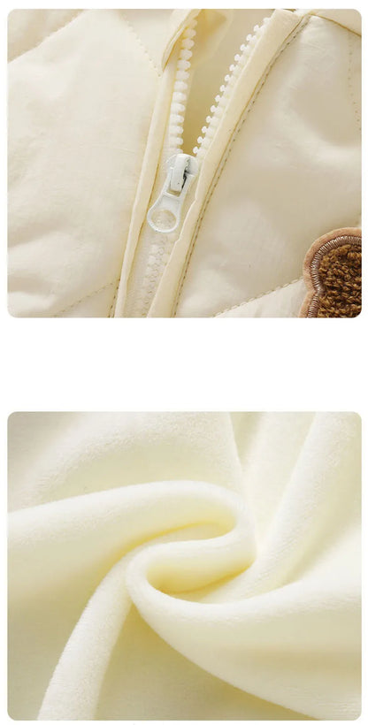    Winter Baby Outwear Kleidung Pelz Futter Warme Kleinkind Mädchen Jungen Strampler Cartoon Bär Infant Overall