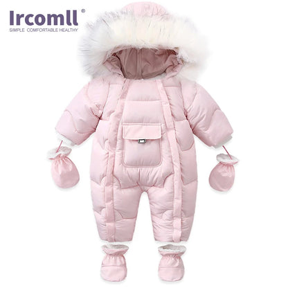 Ircomll Hohe Qualität Baby Kleidung Overalls für Kinder Winter Mit Kapuze mit Fell Warme Säuglingsspielanzug Overall Kinder Kleidung Toddle