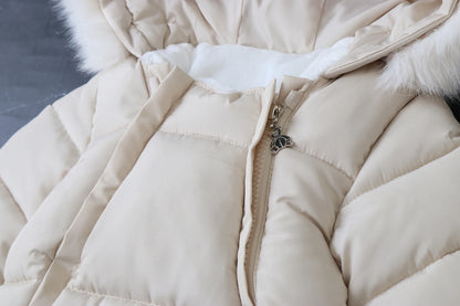 2024 neue Winter Baby Strampler Dicke Warme Infant Mit Kapuze Innen Fleece Overall Neugeborenen Jungen Mädchen Overalls Kleinkind Kleidung Set