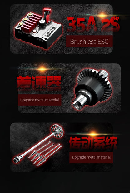 Teeggi 16101/16102 PRO 1:16 Hochgeschwindigkeits-RC-Auto mit LED-Licht Drift 70 km/h 4WD RC Off-Road-Auto Monster Truck Spielzeug für Kinder Geschenke