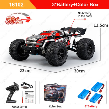 Teeggi 16101/16102 PRO 1:16 Hochgeschwindigkeits-RC-Auto mit LED-Licht Drift 70 km/h 4WD RC Off-Road-Auto Monster Truck Spielzeug für Kinder Geschenke