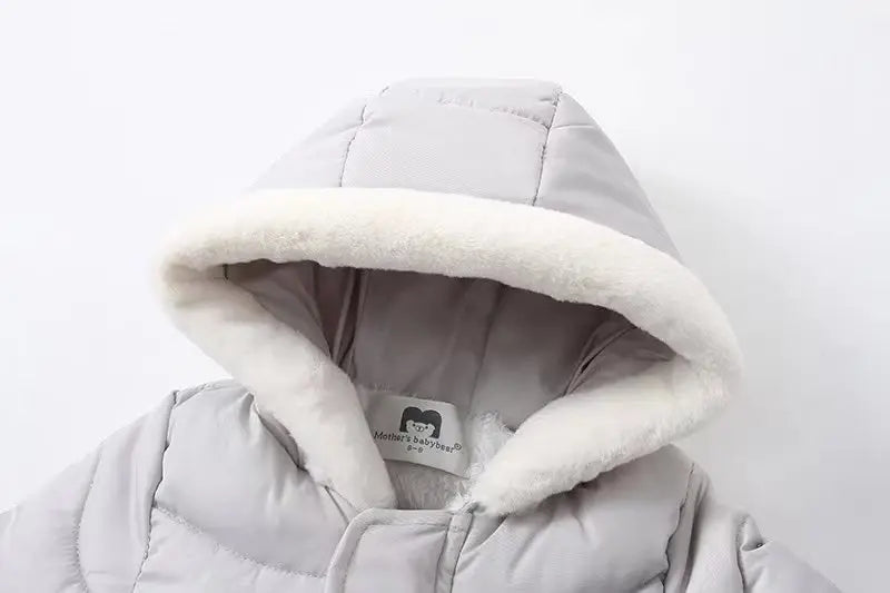 Winter Baby Strampler Einfarbig Cartoon Overall Integrierte Fleece Thermische Overalls Neugeborenen Babys Verdickt Outdoor Schnee Anzug