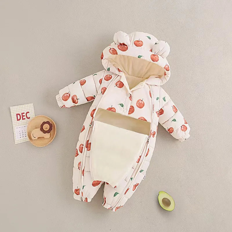 2023 Winter warmes Neugeborenes 3m 6m 9m 12m 18m 24m Kleinkind Kinder plus Samt Overall Muster dicke Jungen Mädchen Stram pler mit Schuhen