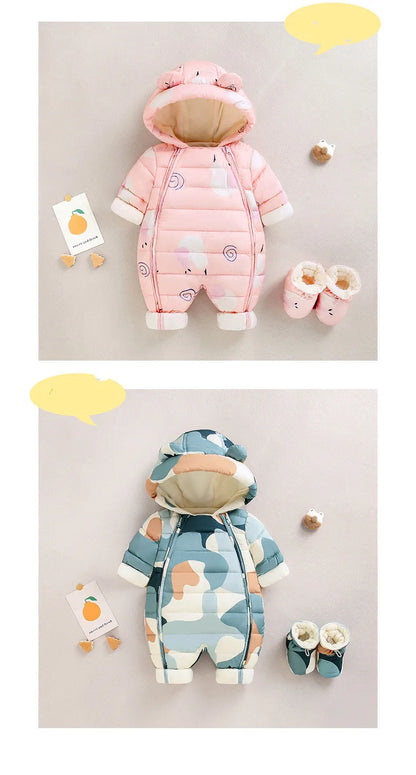 2023 Winter warmes Neugeborenes 3m 6m 9m 12m 18m 24m Kleinkind Kinder plus Samt Overall Muster dicke Jungen Mädchen Stram pler mit Schuhen