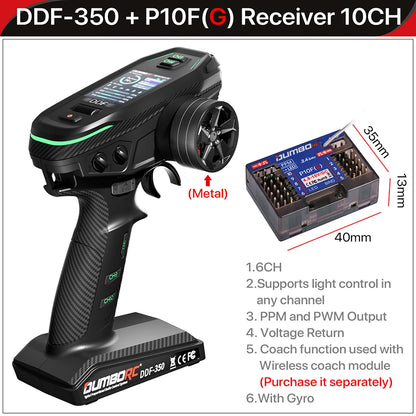 DUMBORC 2,4G 10CH Digital Radio Fernbedienung DDF-350 Sender mit Empfänger für RC Auto Boot Tank LCD FHSS System