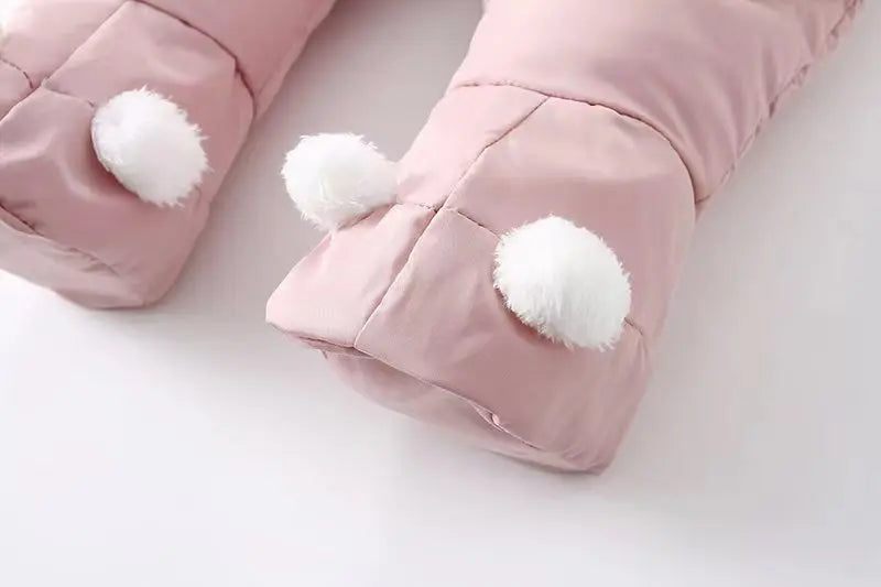 Winter Baby Strampler Einfarbig Cartoon Overall Integrierte Fleece Thermische Overalls Neugeborenen Babys Verdickt Outdoor Schnee Anzug