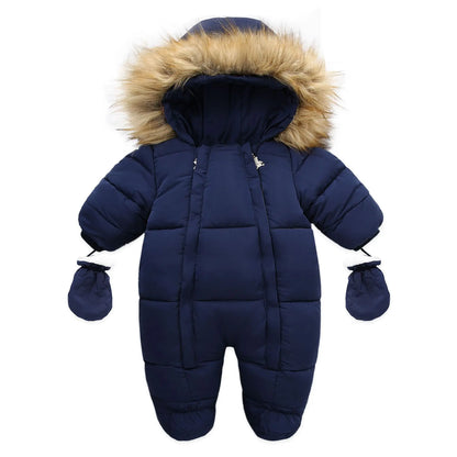 2024 neue Winter Baby Strampler Dicke Warme Infant Mit Kapuze Innen Fleece Overall Neugeborenen Jungen Mädchen Overalls Kleinkind Kleidung Set