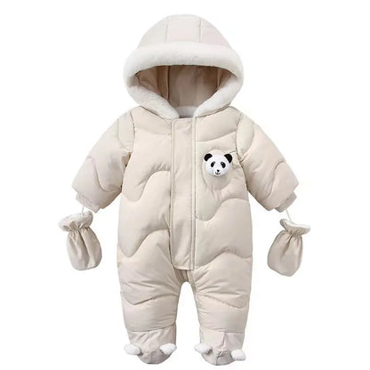 Winter Baby Strampler Einfarbig Cartoon Overall Integrierte Fleece Thermische Overalls Neugeborenen Babys Verdickt Outdoor Schnee Anzug