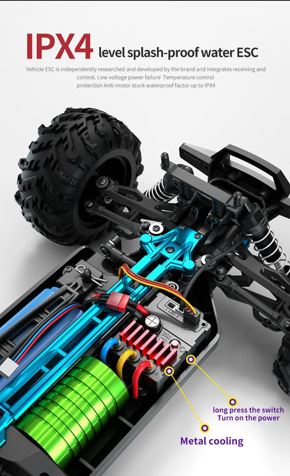 Teeggi 16101/16102 PRO 1:16 Hochgeschwindigkeits-RC-Auto mit LED-Licht Drift 70 km/h 4WD RC Off-Road-Auto Monster Truck Spielzeug für Kinder Geschenke