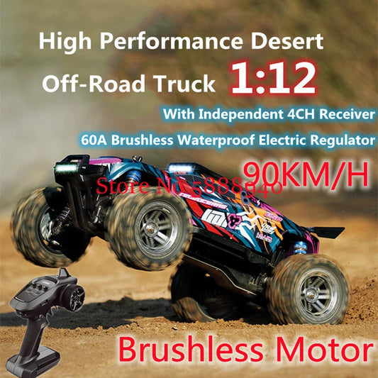 1:12 Desert Off-Road RC Truck 4WD 90 km/h ESP selbststabilisierendes bürstenloses wasserdichtes Hochgeschwindigkeits-Fernbedienungsauto RC-Rennwagen