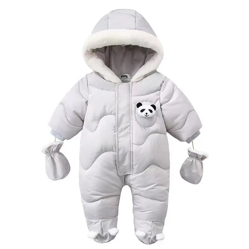Winter Baby Strampler Einfarbig Cartoon Overall Integrierte Fleece Thermische Overalls Neugeborenen Babys Verdickt Outdoor Schnee Anzug