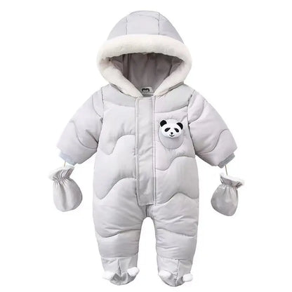 Winter Baby Strampler Einfarbig Cartoon Overall Integrierte Fleece Thermische Overalls Neugeborenen Babys Verdickt Outdoor Schnee Anzug