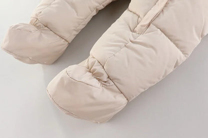 Winter Neugeborenen Baby Mädchen Kleidung Verdicken Baby Strampler Mit Handschuhe Warme Baby Overall Mit Kapuze Plus Samt kinder Kleidung 0-18M