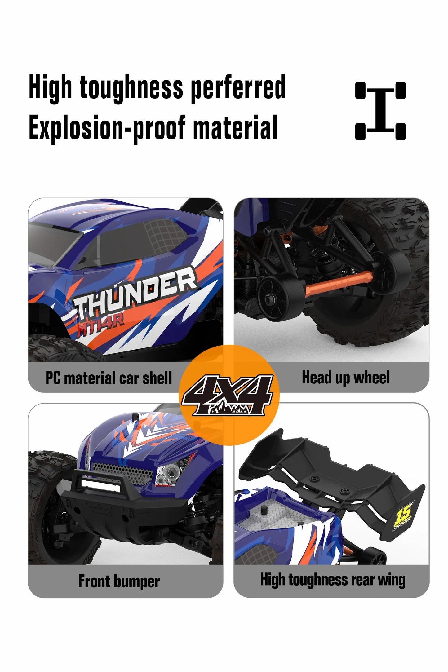 JIUSI PT14R MT14R 1/14 RC Rennwagen 3S Batterie 4WD 80 km/h Bürstenloser Motor 2,4G Fernbedienung 35C Hochgeschwindigkeits-Offroad-RC-Truck