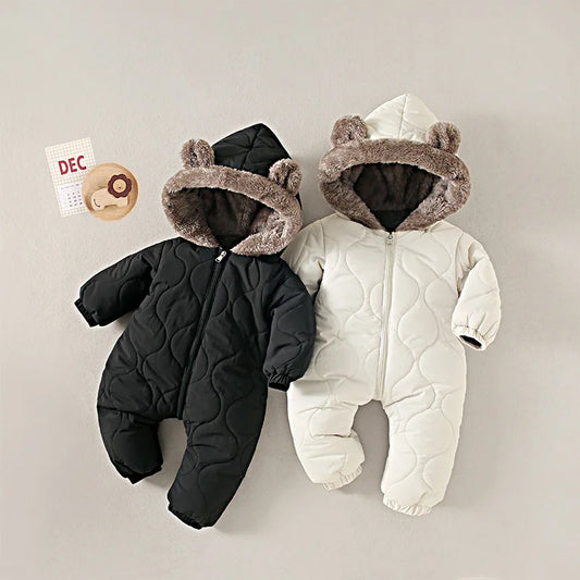 0-2 Y Baby Kleidung Pelz Futter Jungen Strampler Pelz Hoodie Mädchen Overall Verdicken Fleece Kleinkind Outfit