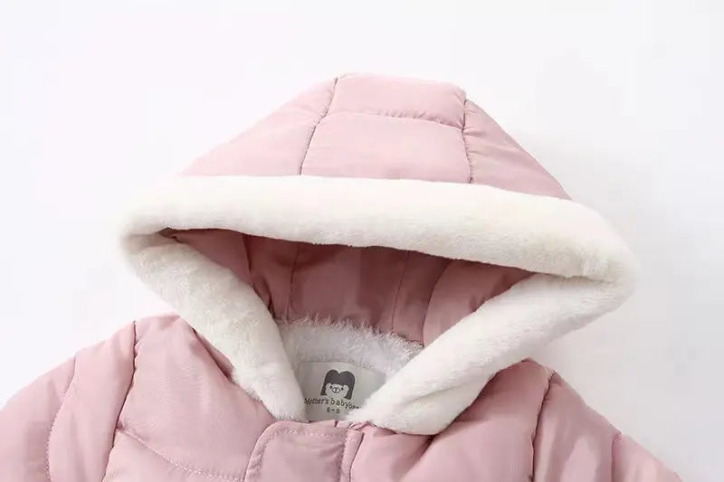 Winter Baby Strampler Einfarbig Cartoon Overall Integrierte Fleece Thermische Overalls Neugeborenen Babys Verdickt Outdoor Schnee Anzug