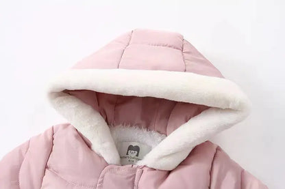 Winter Baby Strampler Einfarbig Cartoon Overall Integrierte Fleece Thermische Overalls Neugeborenen Babys Verdickt Outdoor Schnee Anzug