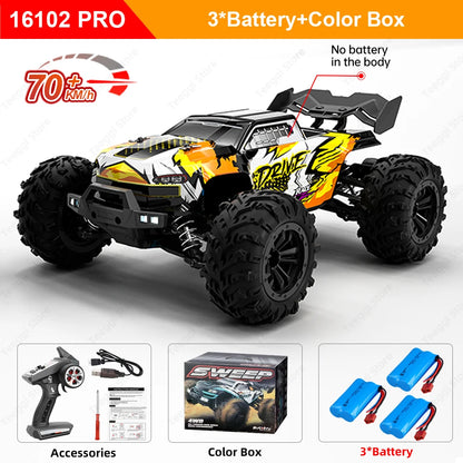 Teeggi 16101/16102 PRO 1:16 Hochgeschwindigkeits-RC-Auto mit LED-Licht Drift 70 km/h 4WD RC Off-Road-Auto Monster Truck Spielzeug für Kinder Geschenke