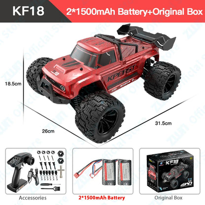 ZWN KF18 1:14 Bürstenloses RC-Auto mit LED-Licht, professionelles 4WD 2,4G Fernbedienung, Offroad-Monstertruck, Spielzeug für Kinder, Geschenk
