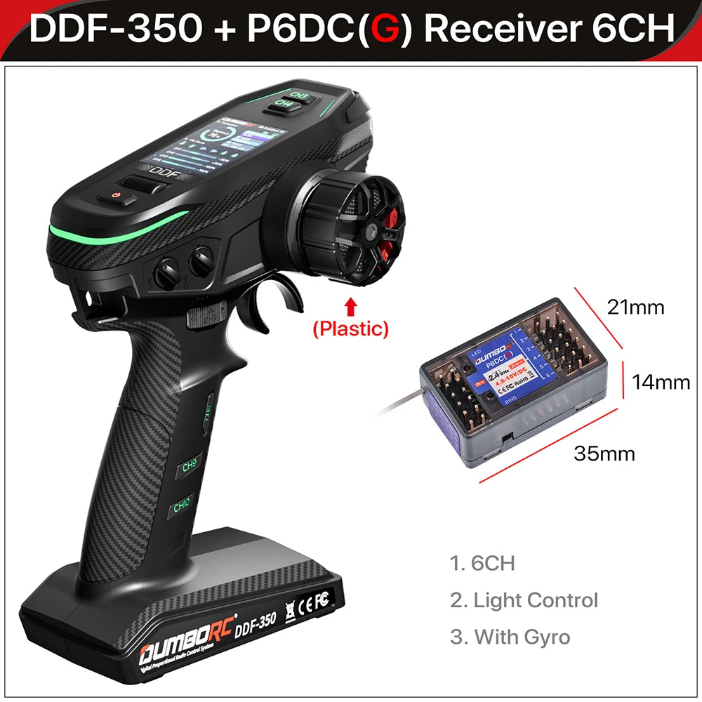 DUMBORC 2,4G 10CH Digital Radio Fernbedienung DDF-350 Sender mit Empfänger für RC Auto Boot Tank LCD FHSS System