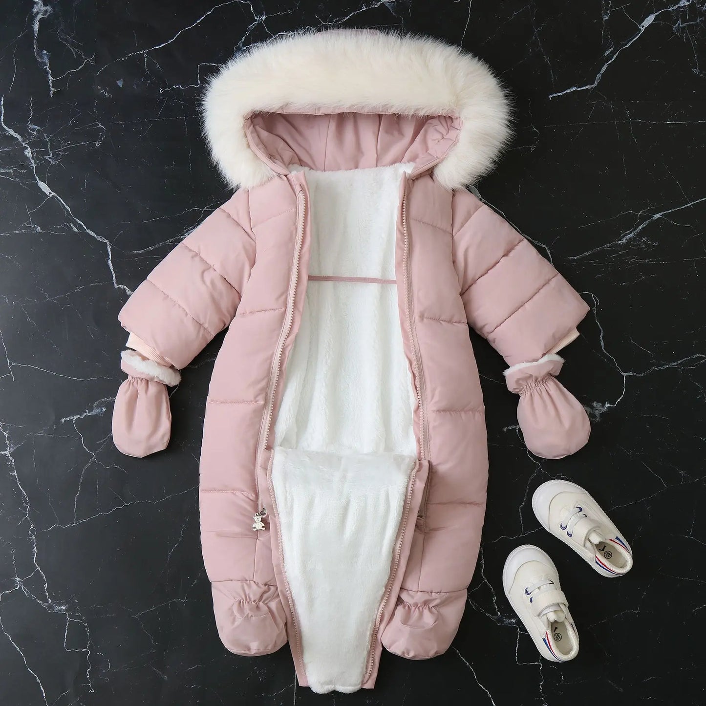 2024 neue Winter Baby Strampler Dicke Warme Infant Mit Kapuze Innen Fleece Overall Neugeborenen Jungen Mädchen Overalls Kleinkind Kleidung Set