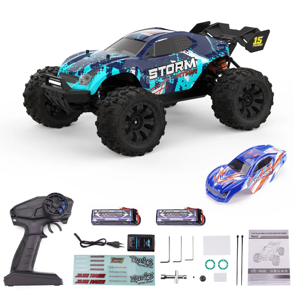 JIUSI PT14R MT14R 1/14 RC Rennwagen 3S Batterie 4WD 80 km/h Bürstenloser Motor 2,4G Fernbedienung 35C Hochgeschwindigkeits-Offroad-RC-Truck