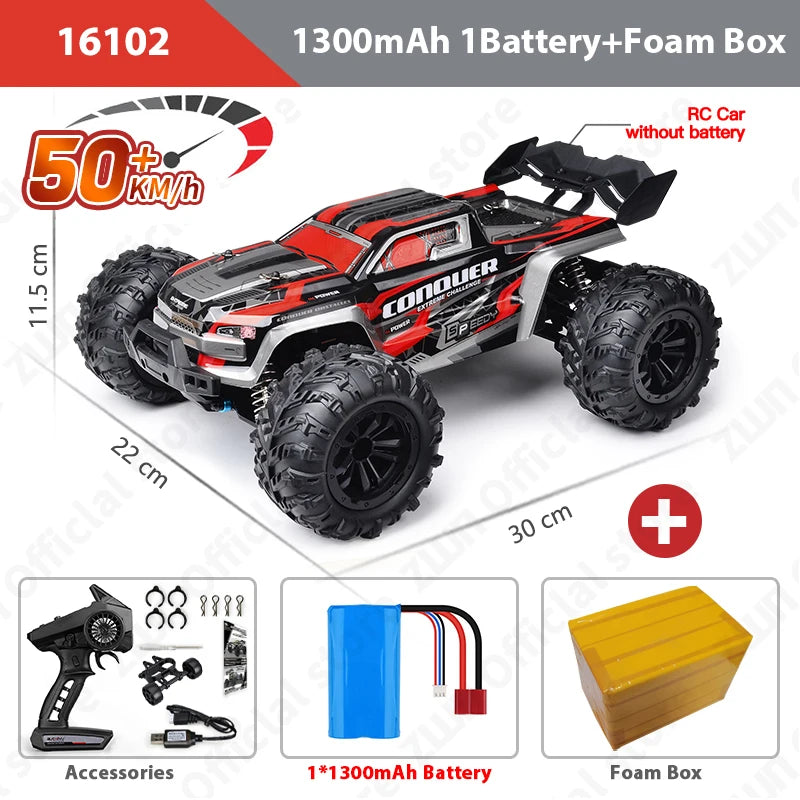 ZWN KF18 1:14 Bürstenloses RC-Auto mit LED-Licht, professionelles 4WD 2,4G Fernbedienung, Offroad-Monstertruck, Spielzeug für Kinder, Geschenk