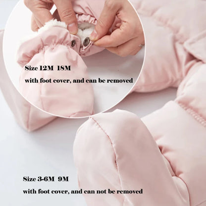 Winter Neugeborenen Baby Mädchen Kleidung Verdicken Baby Strampler Mit Handschuhe Warme Baby Overall Mit Kapuze Plus Samt kinder Kleidung 0-18M