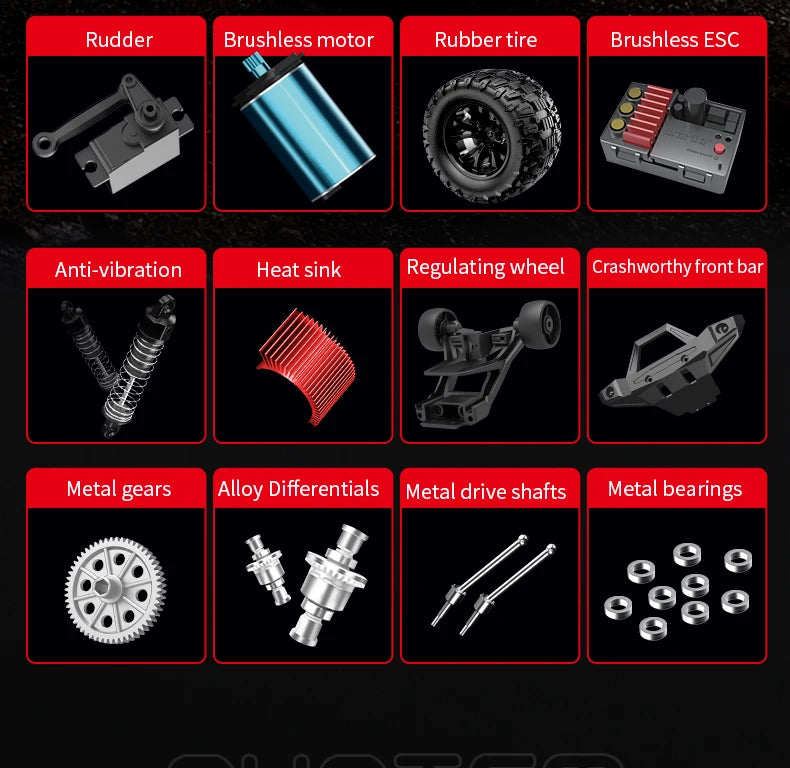 ZWN KF18 1:14 Bürstenloses RC-Auto mit LED-Licht, professionelles 4WD 2,4G Fernbedienung, Offroad-Monstertruck, Spielzeug für Kinder, Geschenk