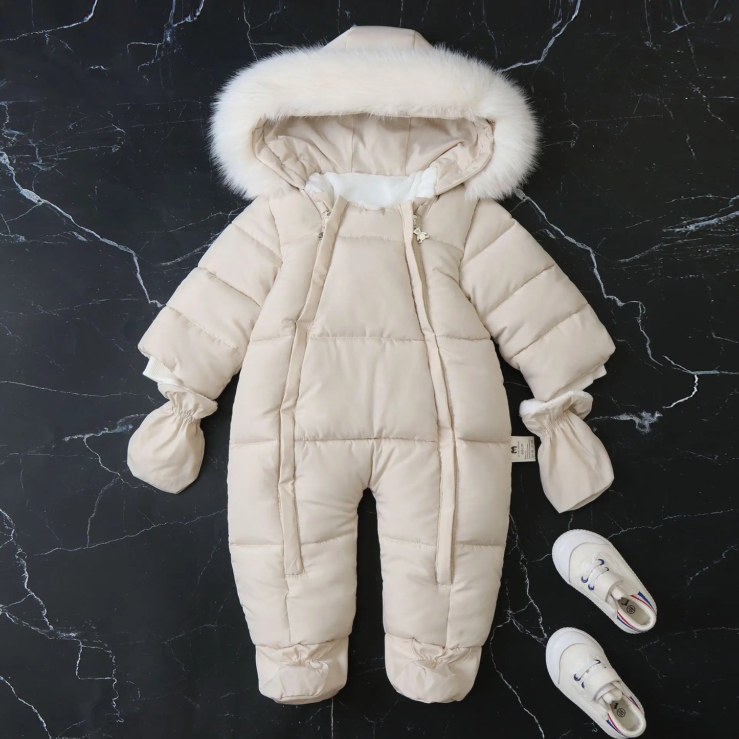2024 neue Winter Baby Strampler Dicke Warme Infant Mit Kapuze Innen Fleece Overall Neugeborenen Jungen Mädchen Overalls Kleinkind Kleidung Set