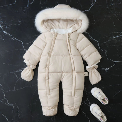 2024 neue Winter Baby Strampler Dicke Warme Infant Mit Kapuze Innen Fleece Overall Neugeborenen Jungen Mädchen Overalls Kleinkind Kleidung Set