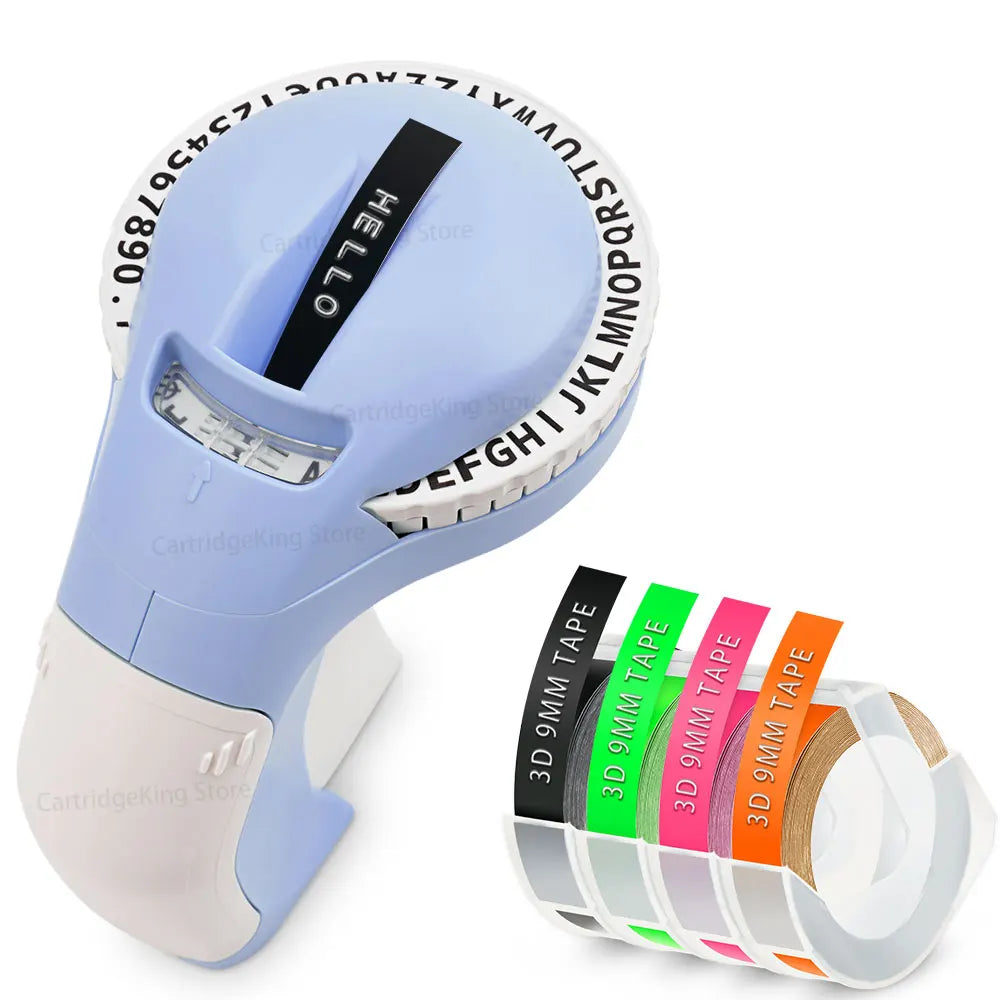 9 mm Dymo 3D-Etikettenband mit selbstklebendem B90-Etikettendrucker, ähnlich wie Dymo 12965 Embossing Label Maker, Schreibmaschine, Dymo Labeller