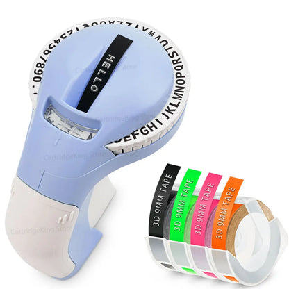 9 mm Dymo 3D-Etikettenband mit selbstklebendem B90-Etikettendrucker, ähnlich wie Dymo 12965 Embossing Label Maker, Schreibmaschine, Dymo Labeller