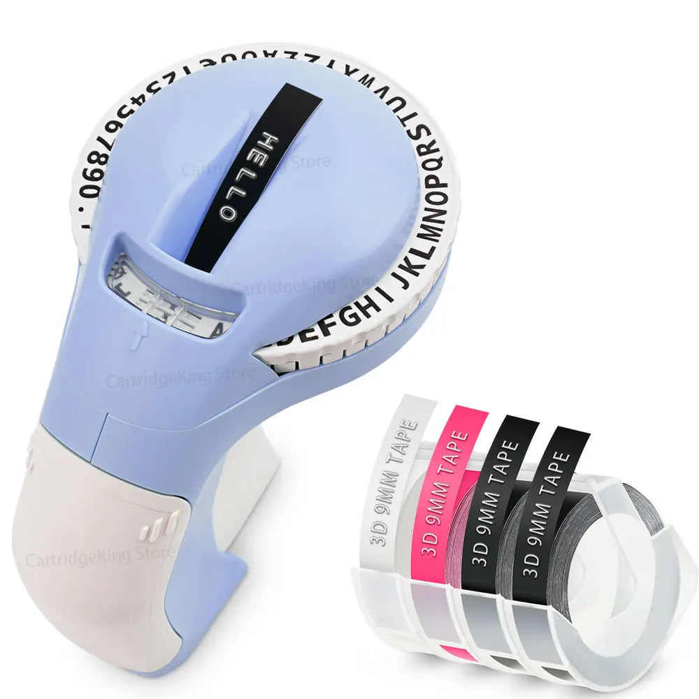 9 mm Dymo 3D-Etikettenband mit selbstklebendem B90-Etikettendrucker, ähnlich wie Dymo 12965 Embossing Label Maker, Schreibmaschine, Dymo Labeller