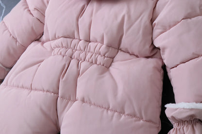 2024 neue Winter Baby Strampler Dicke Warme Infant Mit Kapuze Innen Fleece Overall Neugeborenen Jungen Mädchen Overalls Kleinkind Kleidung Set