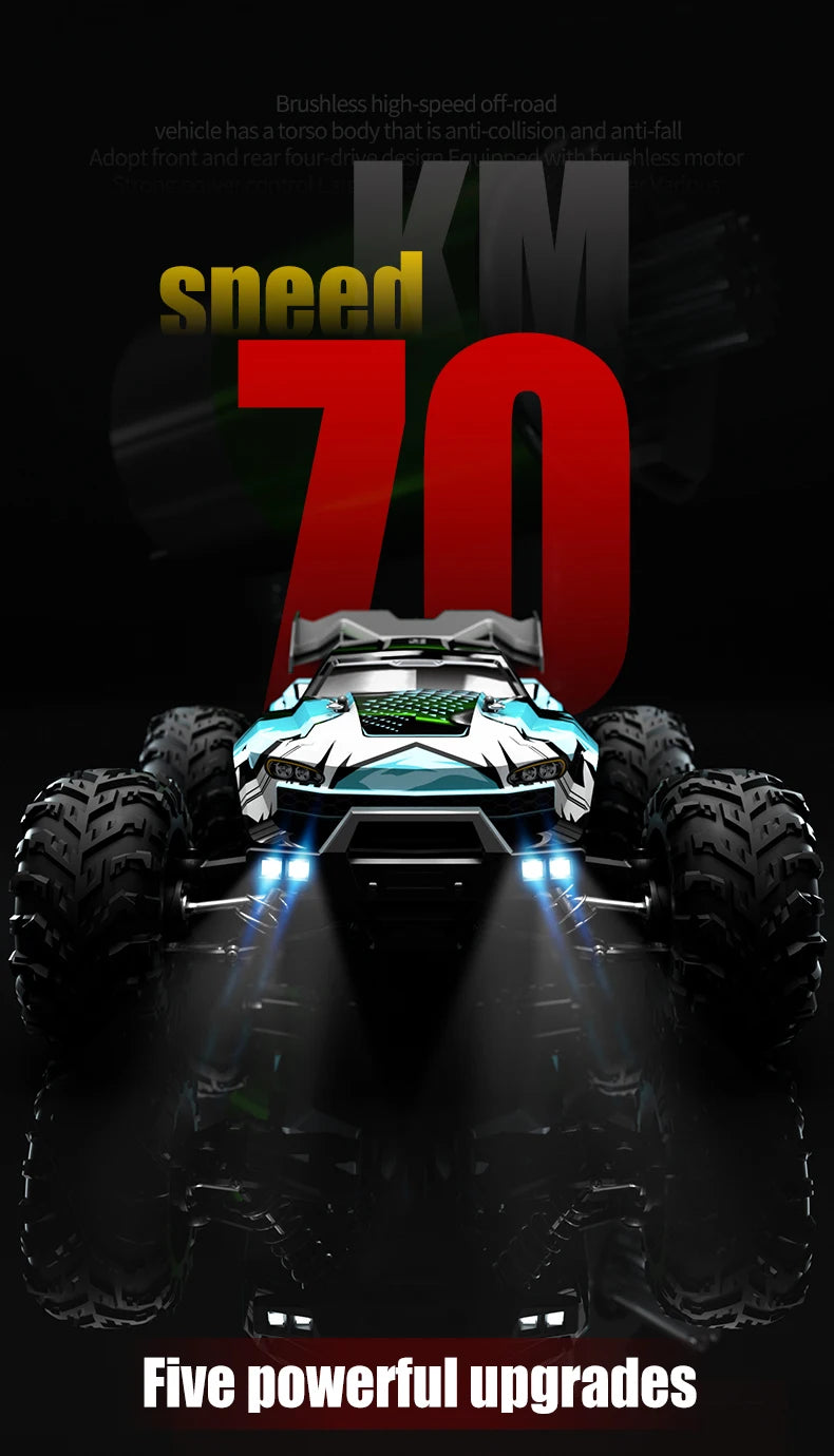 Teeggi 16101/16102 PRO 1:16 Hochgeschwindigkeits-RC-Auto mit LED-Licht Drift 70 km/h 4WD RC Off-Road-Auto Monster Truck Spielzeug für Kinder Geschenke