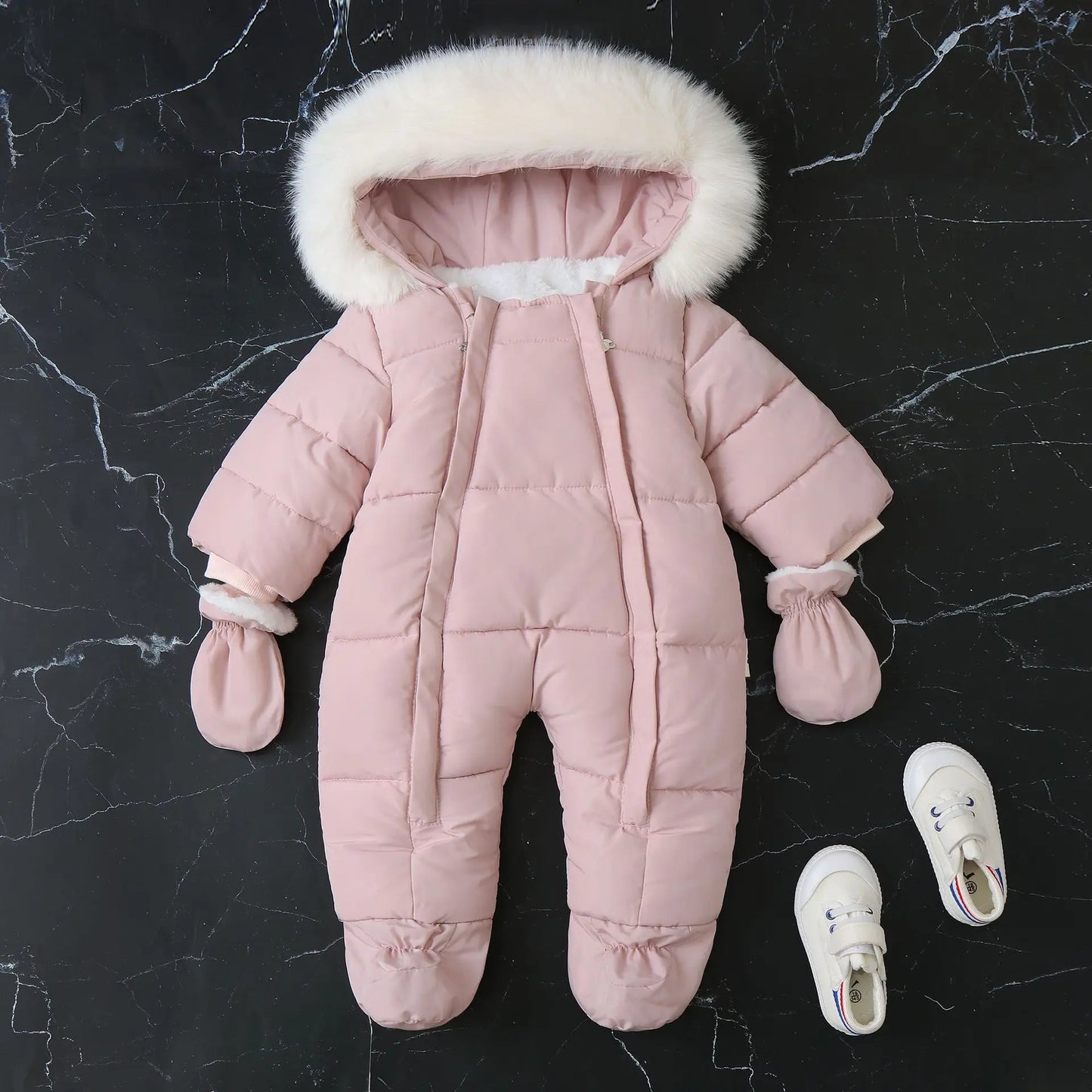 2024 neue Winter Baby Strampler Dicke Warme Infant Mit Kapuze Innen Fleece Overall Neugeborenen Jungen Mädchen Overalls Kleinkind Kleidung Set