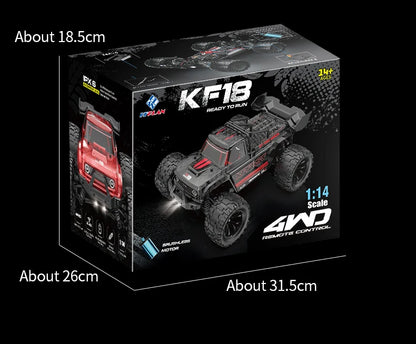 ZWN KF18 1:14 Bürstenloses RC-Auto mit LED-Licht, professionelles 4WD 2,4G Fernbedienung, Offroad-Monstertruck, Spielzeug für Kinder, Geschenk
