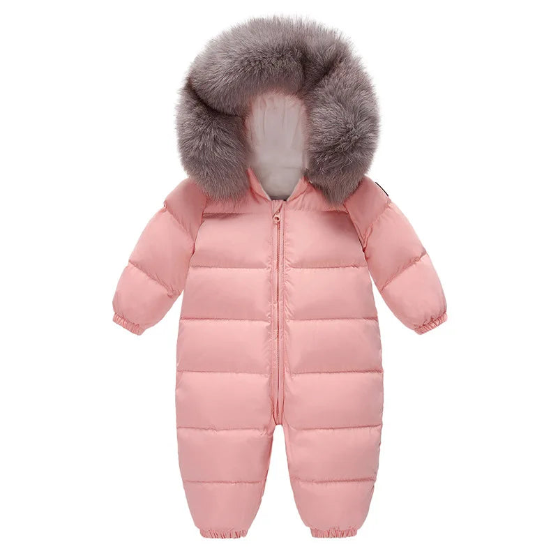 Raise-30 Grad russische Winter kinder Overalls echtes Fuchs fell plus Samt Neugeborenen Overalls Kleinkind kleiner Junge warme Stram pler Schnee anzüge