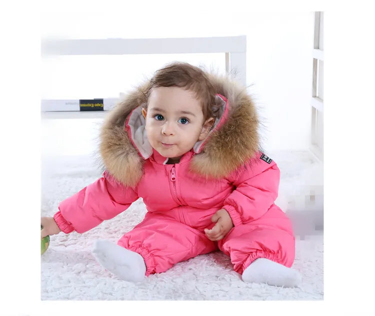 Raise-30 Grad russische Winter kinder Overalls echtes Fuchs fell plus Samt Neugeborenen Overalls Kleinkind kleiner Junge warme Stram pler Schnee anzüge