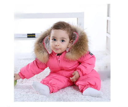 Raise-30 Grad russische Winter kinder Overalls echtes Fuchs fell plus Samt Neugeborenen Overalls Kleinkind kleiner Junge warme Stram pler Schnee anzüge
