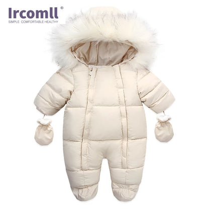 Ircomll Hohe Qualität Baby Kleidung Overalls für Kinder Winter Mit Kapuze mit Fell Warme Säuglingsspielanzug Overall Kinder Kleidung Toddle