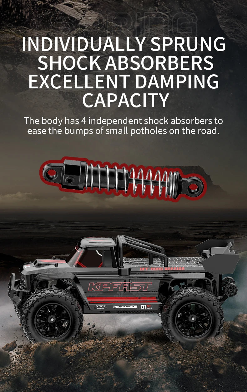 ZWN KF18 1:14 Bürstenloses RC-Auto mit LED-Licht, professionelles 4WD 2,4G Fernbedienung, Offroad-Monstertruck, Spielzeug für Kinder, Geschenk