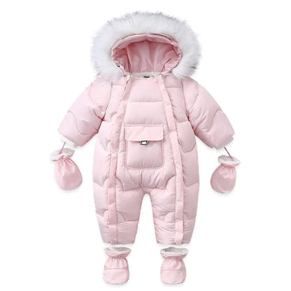 2024 neue Winter Baby Strampler Dicke Warme Infant Mit Kapuze Innen Fleece Overall Neugeborenen Jungen Mädchen Overalls Kleinkind Kleidung Set
