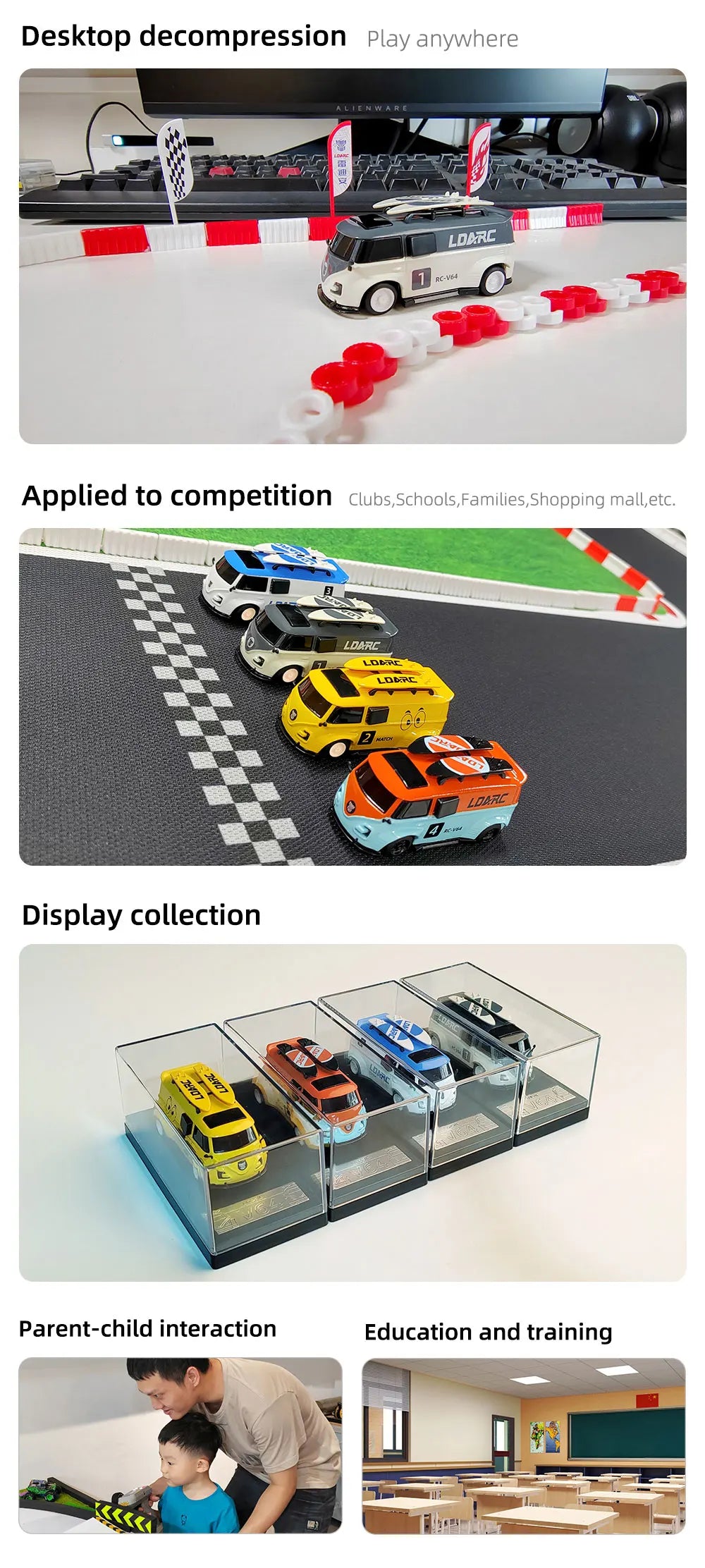 LDARC 1:64 V64 RTR Mini Elektro-RC-Automodell 2,4 GHz Lange Akkulaufzeit Desktop-RC-Auto Mini-Rennwagen Unterhaltungsspielzeug