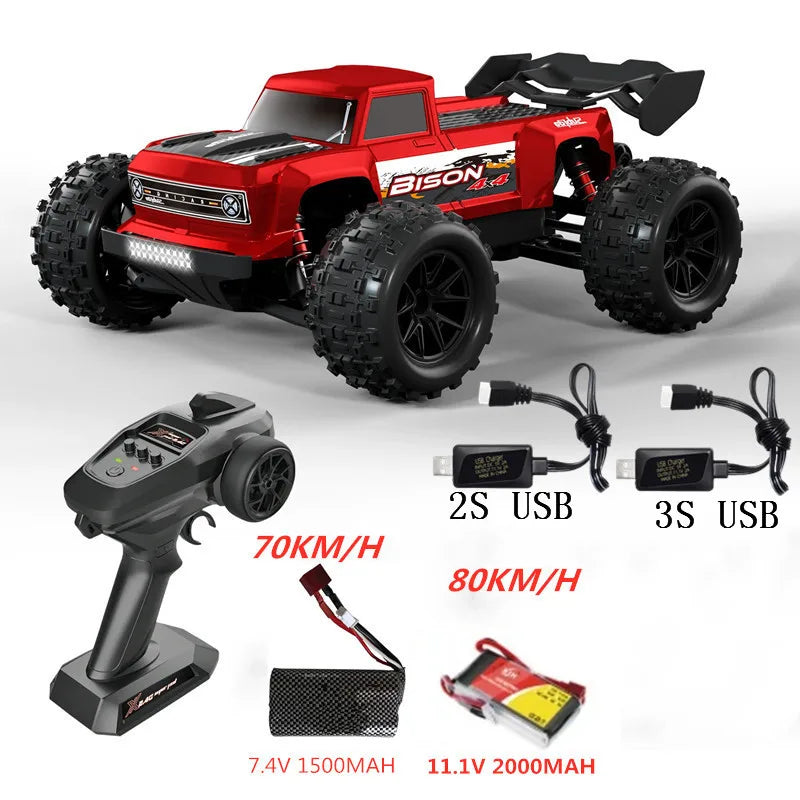 Professioneller 1:16 80 km/h bürstenloser RC-Rennwagen mit 3S-Batterie 2,4 G 1:16 4WD RC-Auto Off-Road ClimbingTruck Hochgeschwindigkeitsmodell