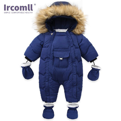 Ircomll Hohe Qualität Baby Kleidung Overalls für Kinder Winter Mit Kapuze mit Fell Warme Säuglingsspielanzug Overall Kinder Kleidung Toddle