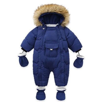 2024 neue Winter Baby Strampler Dicke Warme Infant Mit Kapuze Innen Fleece Overall Neugeborenen Jungen Mädchen Overalls Kleinkind Kleidung Set